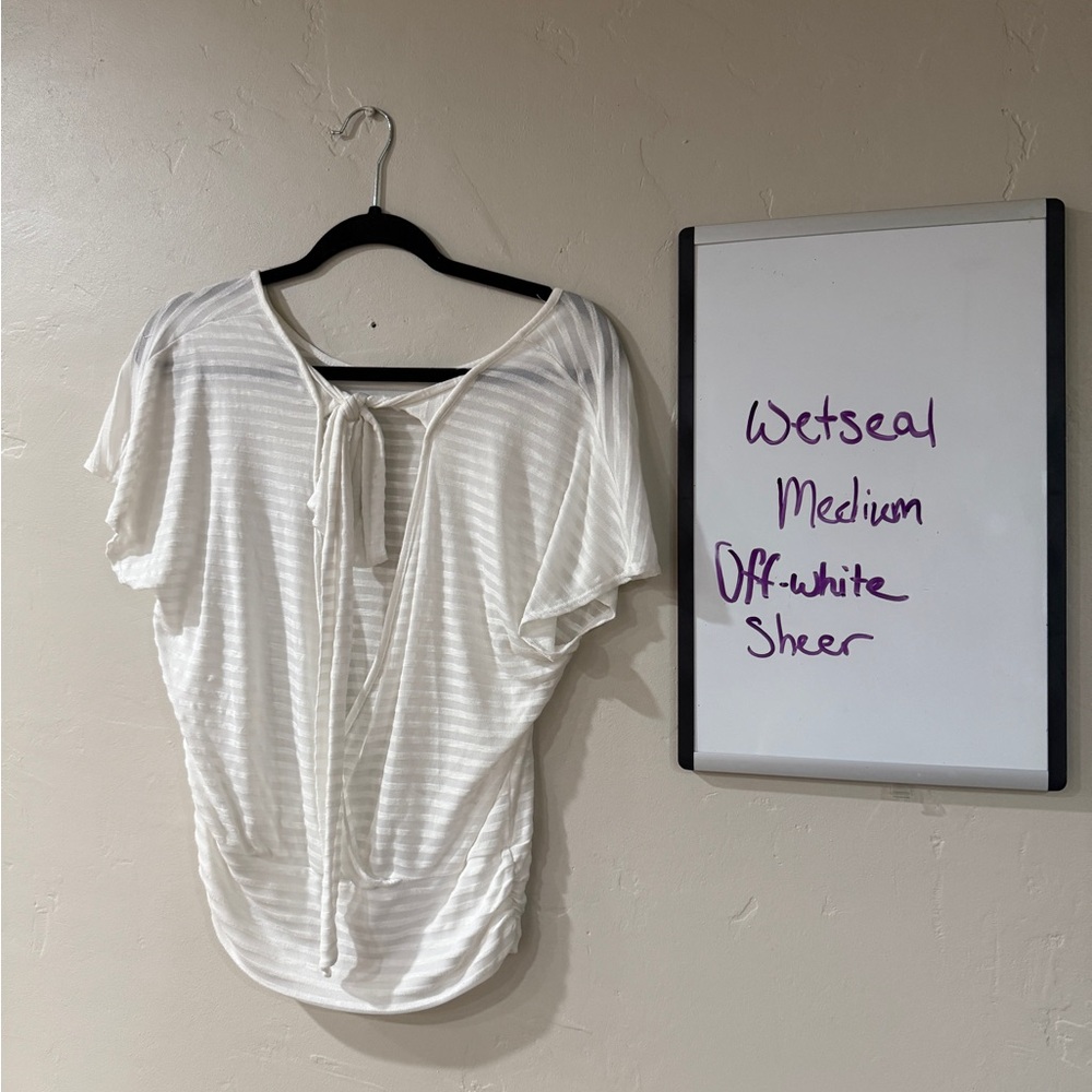 Wet Seal Cream Sheer Tie-Back Top